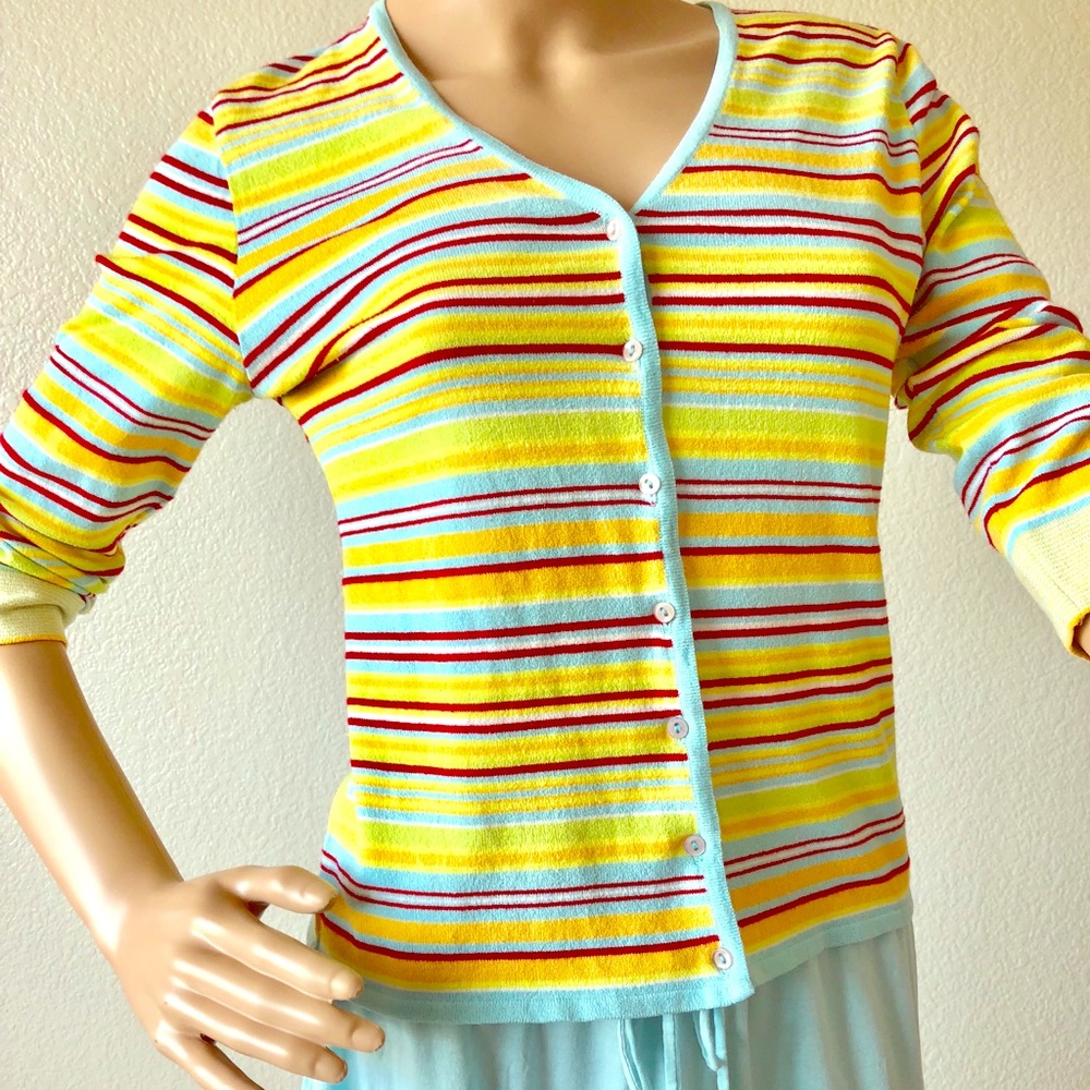 Multicolored V neck cardigan